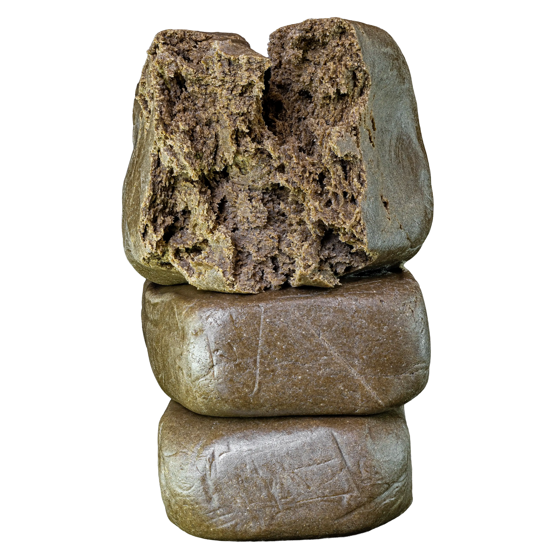 Bubble Hash se slisovaným povrchem a porézním středem bohatým na trichomy