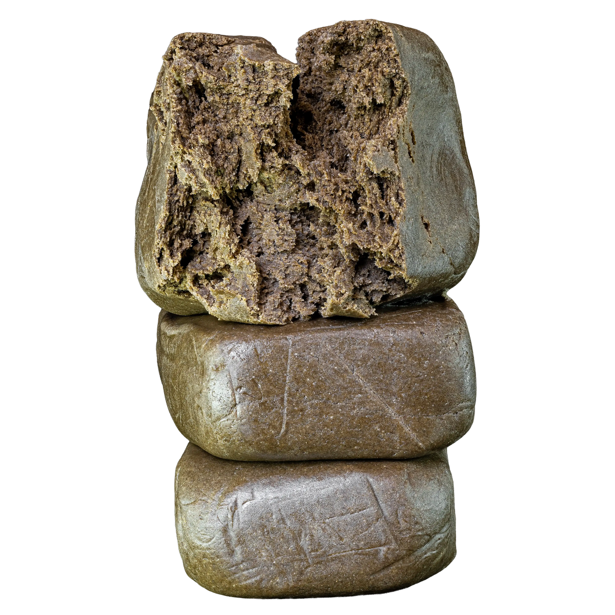 Bubble Hash se slisovaným povrchem a porézním středem bohatým na trichomy